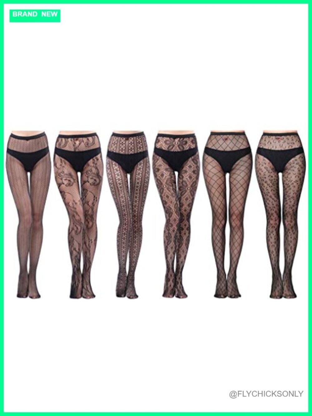 6 Pairs Lace Patterned Tights Fishnet Floral Stockings Small Hole Pattern